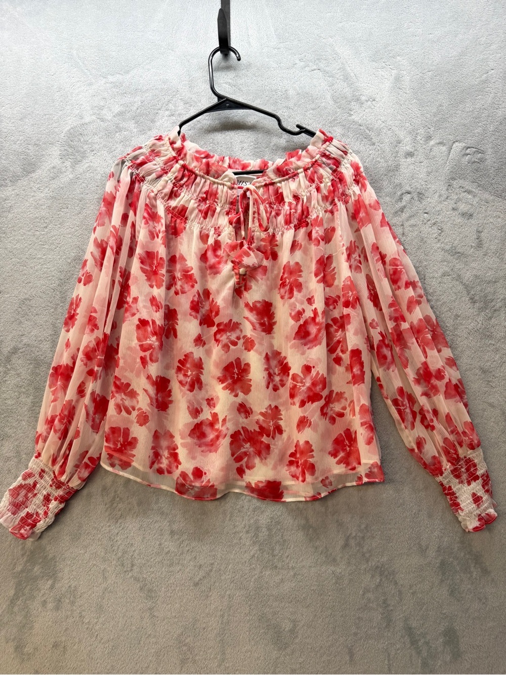 Misa Los Angeles Top Medium Red Floral Off-Shoulder Blouse